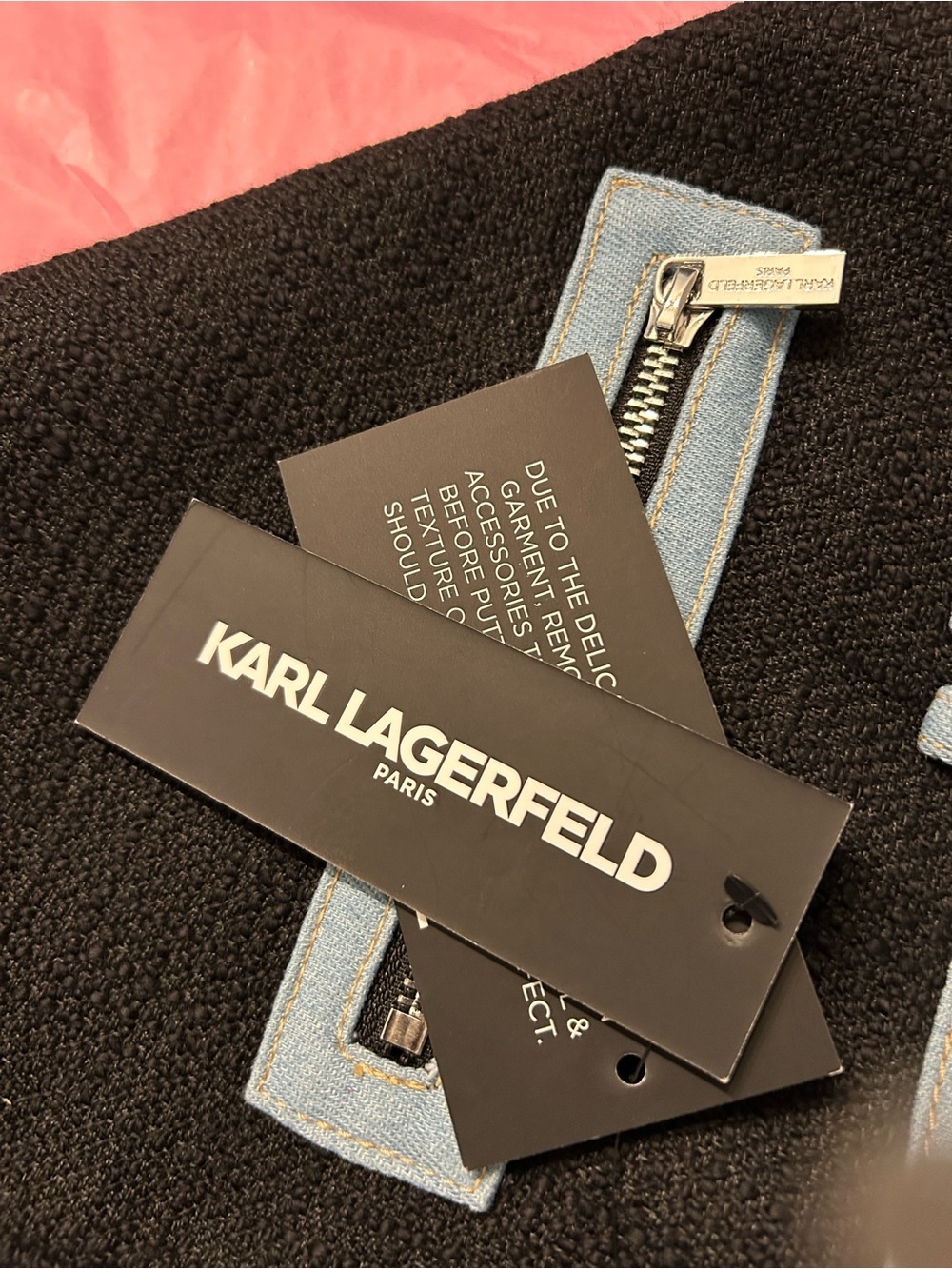 NWT, Women’s Blue Tweed Denim mini skirt, size 10, Karl Lagerfeld - Picture 9 of 10